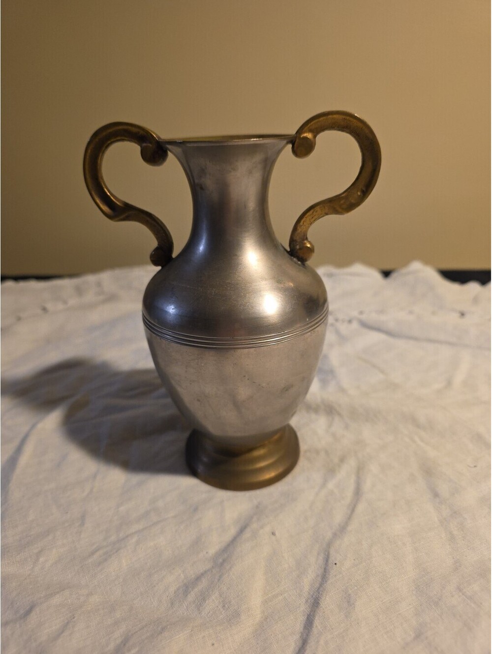 Mixed Metal Vase Brass And Silver-tone